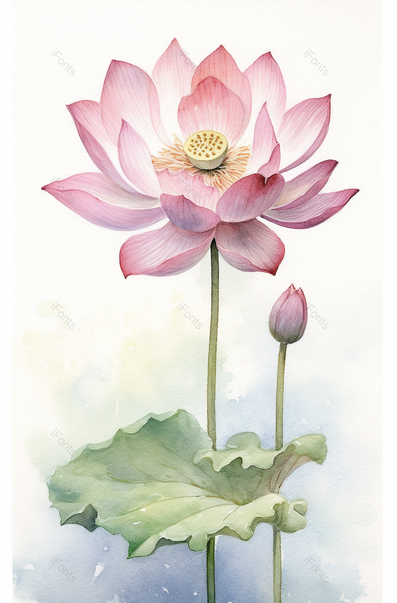 盛开的荷花水彩花卉手绘插画艺术中国风,插画/手绘图,插画/手绘图库,插画/手绘图下载,插画/手绘